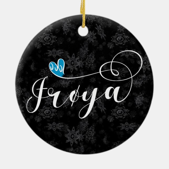 Frøya Flag Heart, Trøndelag Ceramic Ornament (Back)