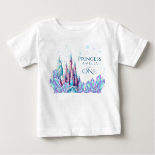 Frozen 1st Birthday Cartoon Castle First Birthday  Baby T-Shirt