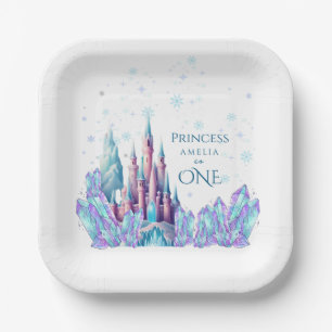 Frozen 1st Birthday Cartoon Castle First Birthday Paper Plate