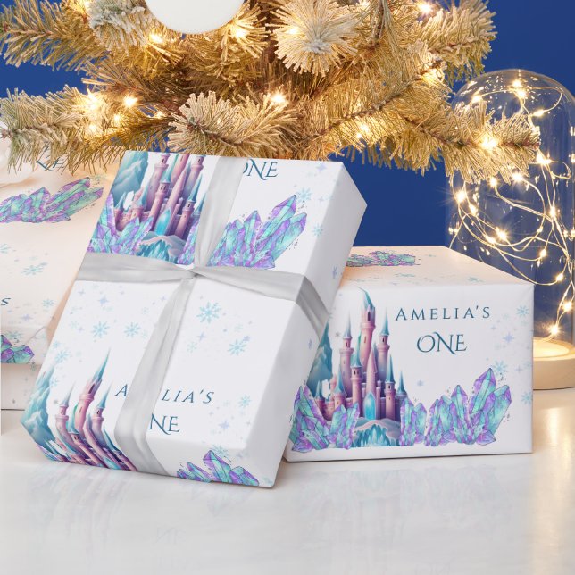 Frozen 1st Birthday Cartoon Castle First Birthday  Wrapping Paper (Holidays)