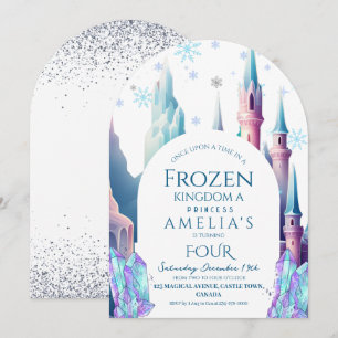 Frozen 4th Birthday Cartoon Castle Invitation