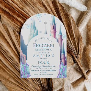 Frozen 4th Birthday Cartoon Castle Invitation