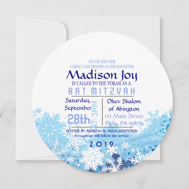 FROZEN Bar Bat Mitzvah Escort Seating Card (Front)
