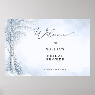 Frozen Birch Tree Bridal Shower Welcome Poster