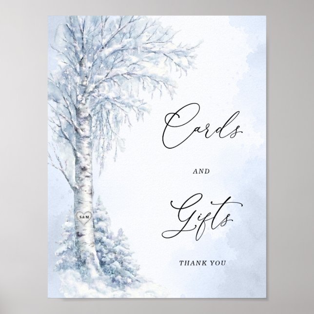 Frozen Birch Tree Cards & Gifts Sign (Front)