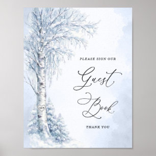 Frozen Birch Tree Guest Book Sign