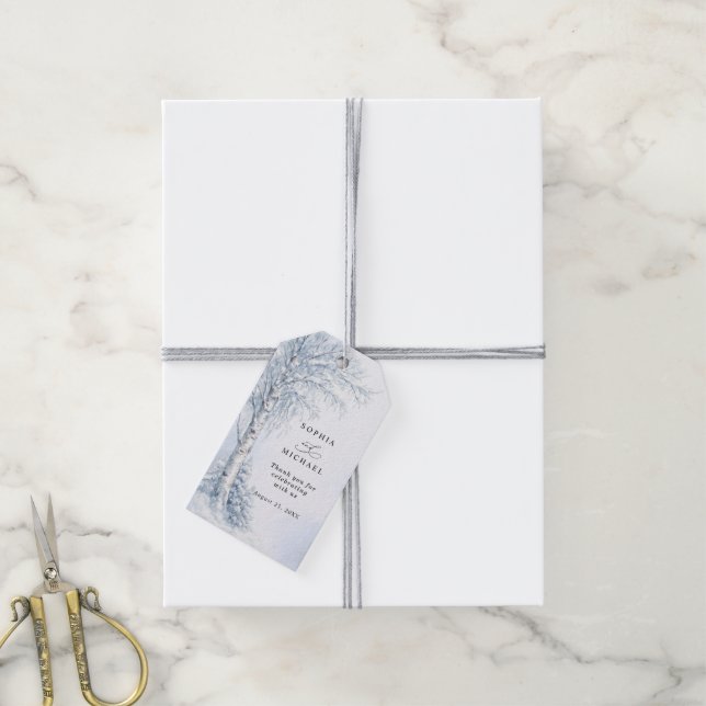 Frozen Birch Tree Wedding Gift Tags (With Twine)