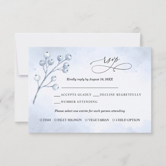 Frozen Birch Tree Wedding RSVP card  (Front)