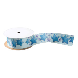 frozen blue and purple stars ribbon satin ribbon