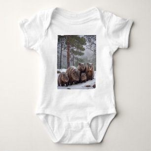 Frozen Burrow: Australian Wombat Family Baby Bodysuit