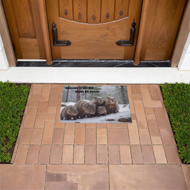 Frozen Burrow: Australian Wombat Family,  Doormat (Outdoor)