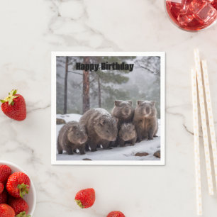 Frozen Burrow: Australian Wombat Family, Napkin