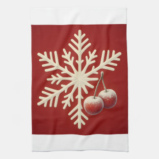 Frozen Cherry Snowflake – Winter Magic Design Tea Towel