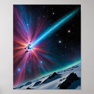 Frozen Comet in Colourful Nebula Poster