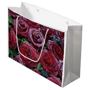 Frozen Dark Red Roses On A Grave Large Gift Bag