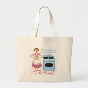 Frozen Dinner  Supper Retro Kitsch Food Cartoon Large Tote Bag