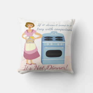 Frozen Dinner Supper Slogan Kitsch Fifties Wife Cushion