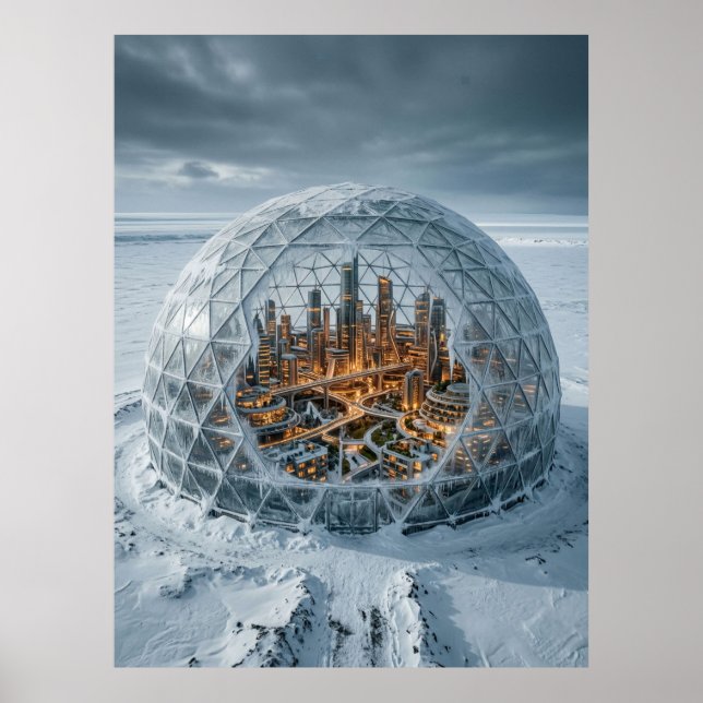 Frozen Dome Futuristic City Poster (Front)