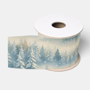 Frozen Dreams Snowy Landscape Grosgrain Ribbon