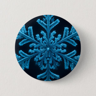 Frozen Elegance: Intricate Blue Snowflake Design 6 Cm Round Badge