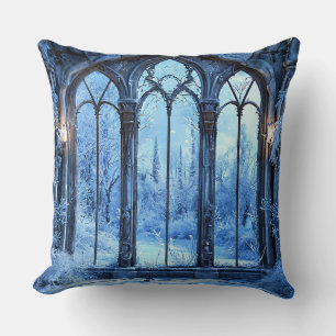 Frozen Fake window landscape Cushion
