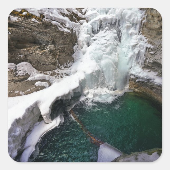 Frozen Falls at Johnson Creek, Alberta Square Sticker (Front)