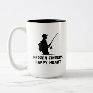 Frozen Fingers Happy Heart   Ice Fishing Two-Tone Coffee Mug