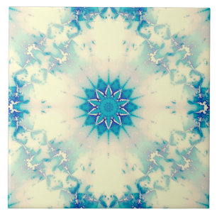 Frozen Frosty Blue Snowflake Winter Pattern Ceramic Tile