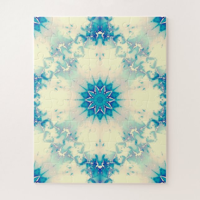 Frozen Frosty Blue Snowflake Winter Pattern Jigsaw Puzzle (Vertical)