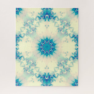 Frozen Frosty Blue Snowflake Winter Pattern Jigsaw Puzzle