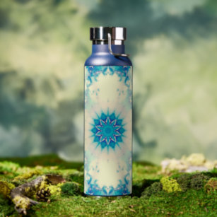 Frozen Frosty Blue Snowflake Winter Pattern Water Bottle