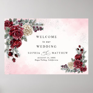 Frozen Frozen Roses Winter Wedding Poster