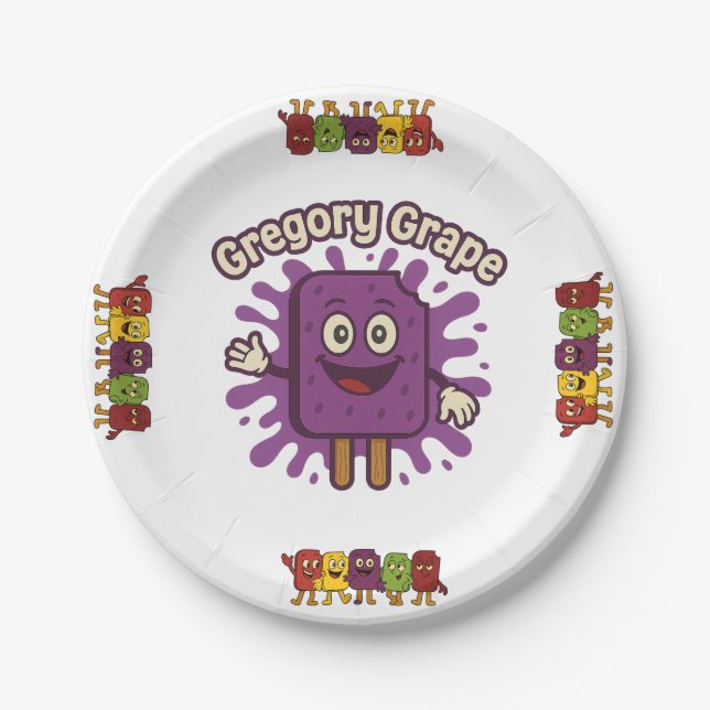 Frozen Fun Birthday featuring Gregory Grape Paper Plate (Front)