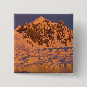 frozen glacial mountain landscape along the 15 cm square badge