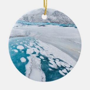 Frozen glacier ice, Iceland Ceramic Ornament