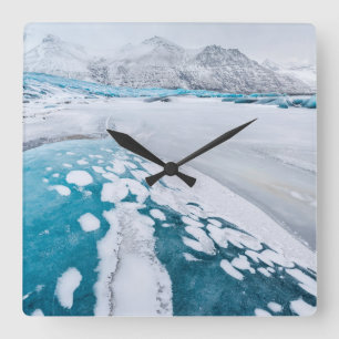 Frozen glacier ice, Iceland Square Wall Clock