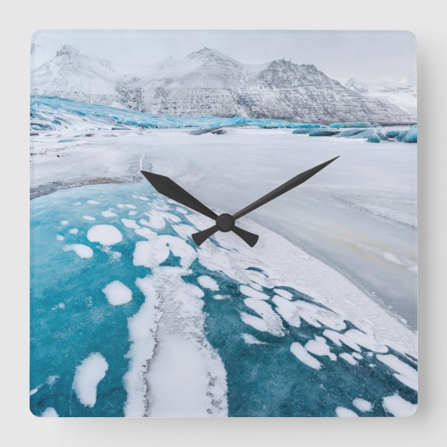 Frozen glacier ice, Iceland Square Wall Clock (Front)