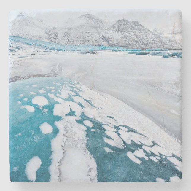 Frozen glacier ice, Iceland Stone Coaster (Front)