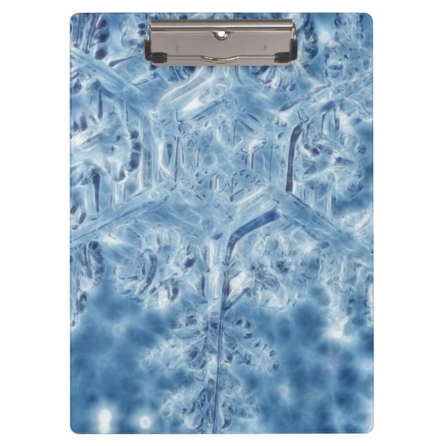 Frozen Ice Crystal Fractal Snowflake Clipboard (Front)