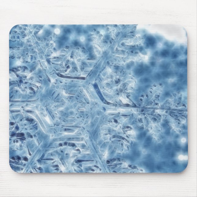 Frozen Ice Crystal Fractal Snowflake Mouse Pad (Front)
