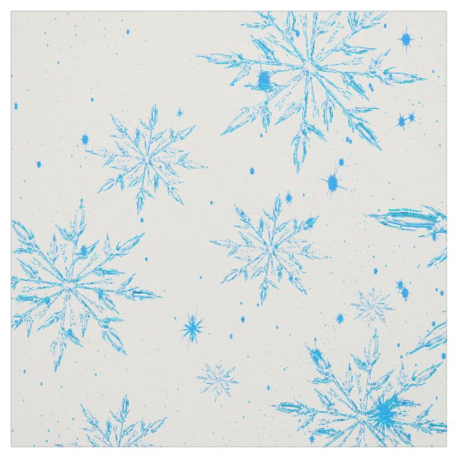 Frozen ice crystal snowflake print fabric (Swatch)