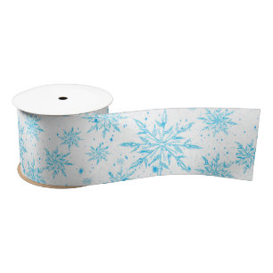 Frozen ice crystal snowflake ribbon satin ribbon