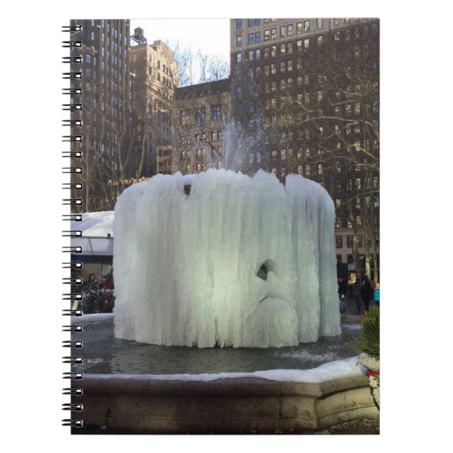 Frozen Ice Fountain Bryant Park New York City NYC Notebook (Front)