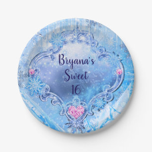 Frozen Ice & Snowflakes Winter Wonderland Party Paper Plate