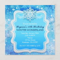 Frozen Ice Winter Wonderland Snowflake Invitations