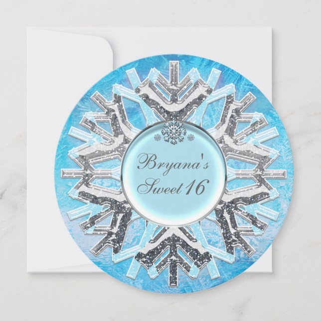 Frozen Ice Winter Wonderland Sweet 16 Invitations (Front)
