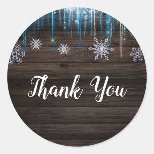 Frozen Icicles Winter Wonderland Wood Party Favour Classic Round Sticker