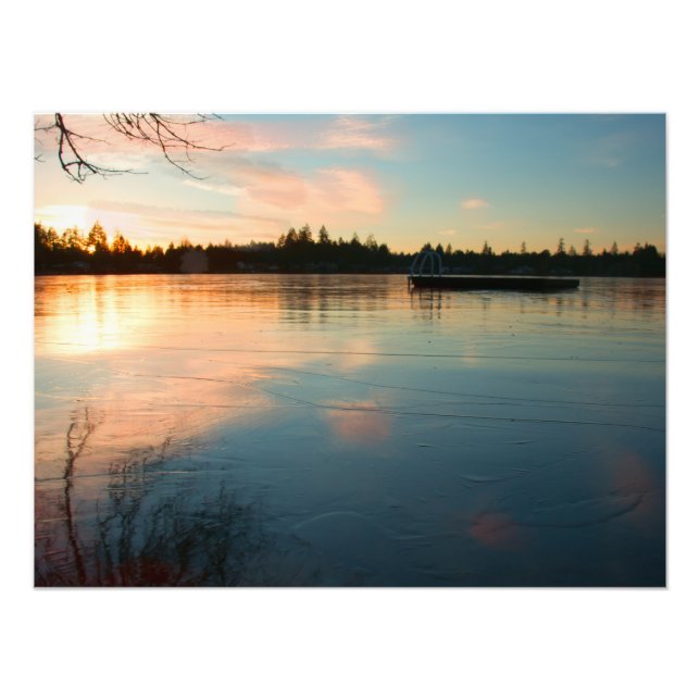 Frozen Lake at Sunset Photo Print (Front)