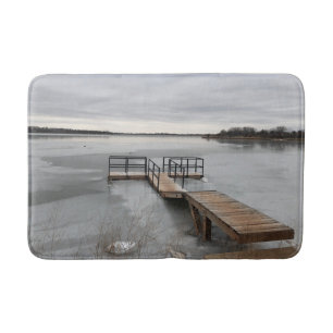 Frozen Lake Dock Bath Mat