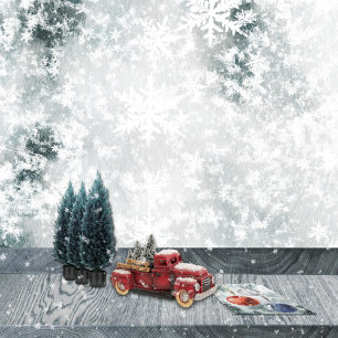 Frozen Lake Ice & Fresh Fallen Snowflakes Wrapping Paper Sheet